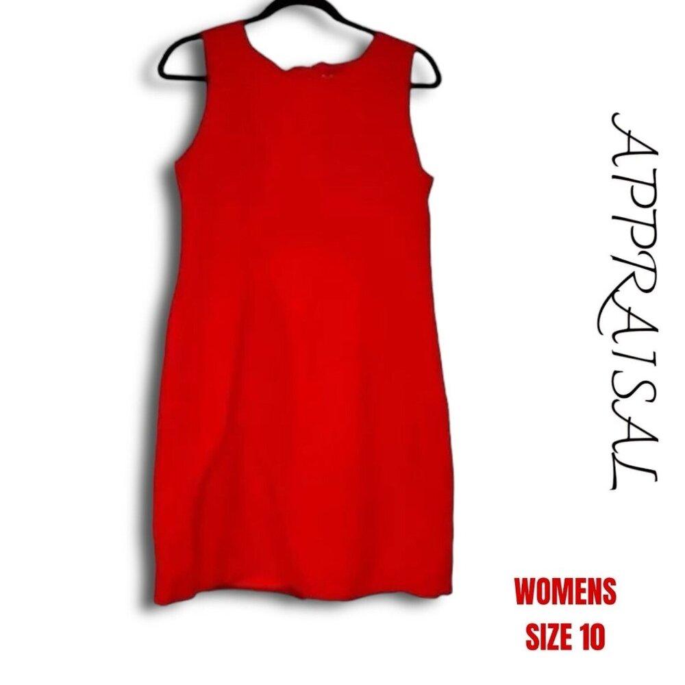 Appraisal Red Sheath Sleeveless Dress with back slit. Womend Size 10.